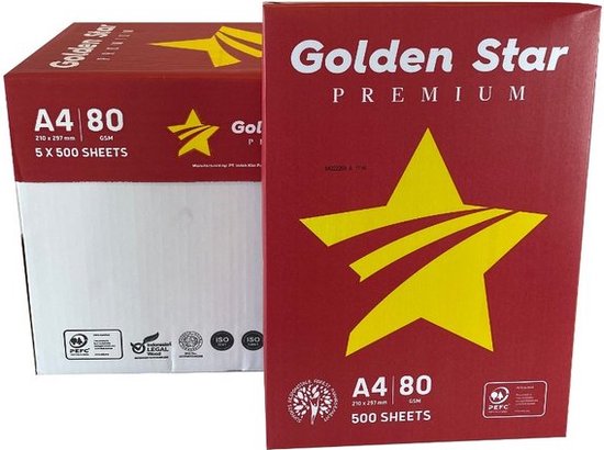 CARTA A3 BIANCA GOLDEN STAR ROSSA 80gr DICHIARATA 500fg Foto prodotto